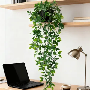 Plante artificielle suspendue guirlande d'eucalyptus faux pot de fleurs pour deco murale