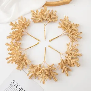 Gold artificial pine branch Christmas tree decoration wreath DIY floral accessories set