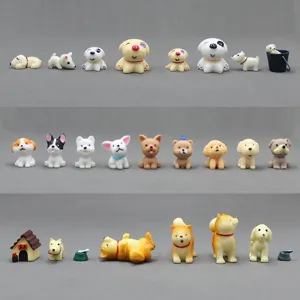 Mini cute dog micro landscape resin figurines creative cartoon puppy models for DIY desktop decor.