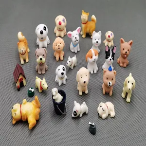 Mini cute dog micro landscape figurines cartoon animal model DIY desktop decor set 1pcs