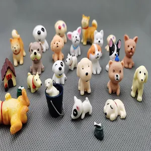 Mini cute puppy micro landscape figurine cartoon dog model DIY desktop decor ornament
