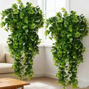 Artificial eucalyptus hanging plants fake green vines for indoor wall home room decor item
