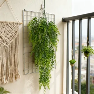 Artificial Boston fern hanging vine plant for home wall decor wedding party detail view
