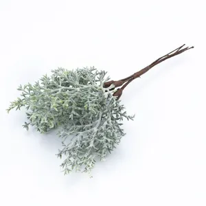 Branche de plante verte artificielle feuillage floconneux pour décoration d'intérieur DIY