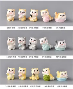 Miniature resin cat figurines, cute micro landscape ornaments, detailed animal figures.
