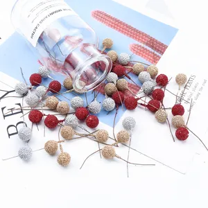 Rami di bacche artificiali glitterate palline di schiuma per decorazione natalizia