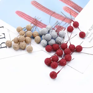 Rami di bacche glitterate artificiali sfere di schiuma albero di Natale decorazioni festive