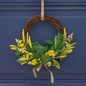 Artificial Silk Flower Wreath American Country Style Decorative Door Hanging Garland For Home Window Festival Decor