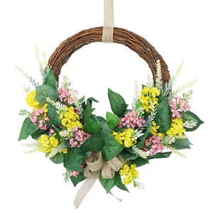 Artificial floral wreath for front door wall decor farmhouse hanging flower decoration