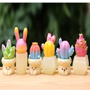 Dromerige kleurrijke hars vetplant cactus miniatuur potje beeldjes bureau decor set