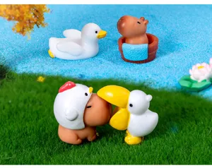 Süße Wasserschwein und Ente Harz Tier Figuren für Mikro Landschaft Desktop Dekoration