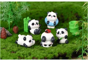 Süße Harz Panda Miniatur Figuren Set für DIY Mikro Landschaft Desktop Topfpflanze Dekoration