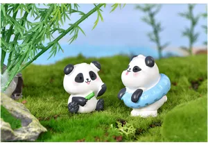Süße Panda Resin Figuren Nahaufnahme, perfekt für Mikrolandschaft und DIY Topfpflanzen.