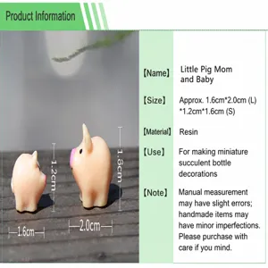 Miniature resin cute pig animal figurine set for micro landscape DIY crafts decoration.
