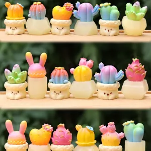Dromerige Kleur Simulatie Vetplant Cactus Potplant Kleine Ornament Creatieve Hars Ambacht Desktop Decor