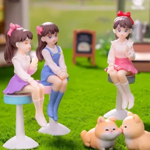 Cute bestie girl figurines micro landscape resin desktop and car interior decor ornaments.