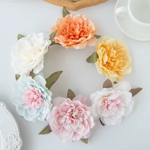 Têtes de fleurs artificielles pivoine rose en soie bricolage mariage détail déco de fête
