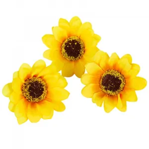 Têtes de tournesol artificielles pour couronnes DIY, décoration de mariage, lot de 3 pièces.