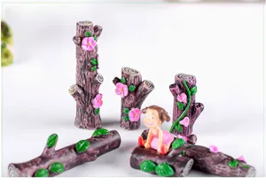 Miniature Harz Baumstumpf Figur Set für Sukkulenten Töpfe und Mikro Landschaft Schreibtisch Dekor.