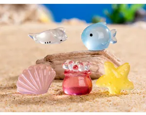 Adornos de animales marinos en miniatura de resina, figuras lindas para decoración de micropaisaje.