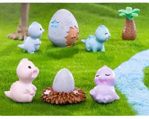 Cute miniature dinosaur figurines set for micro landscape DIY crafts and desktop decor.