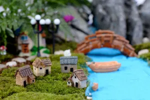 Miniatures maisons en resine ornements paysage de mousse DIY jardin feerique decor batiment