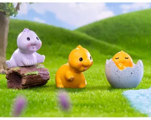 Cute dinosaur figurines micro landscape scene detail, perfect for desktop DIY decoration.