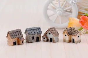 Mini figurines de maison en résine pour pots de paysage, 4 petits décors architecturaux.
