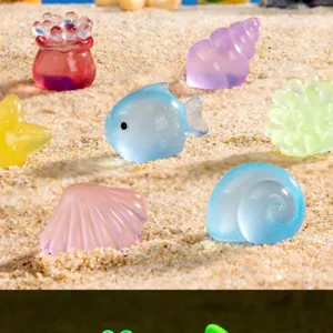 Adornos de Micropaisaje Marino de Resina Luminosa Figuras de Animales Marinos de Dibujos Animados Concha Estrella de Mar