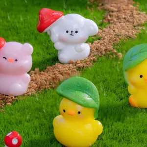 Süße Harz Mikrolandschaft Tier Miniaturen Ornamente Cartoon Welpe Ente Schwein Kaninchen Frosch Schnecke Figur Heim Schreibtisch Dekor
