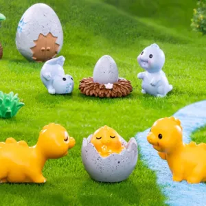 Cute miniature dinosaur figurines resin ornaments set for micro landscape DIY desktop decor