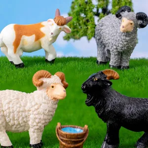 Set de figuras de ovejas de resina, lindos mini animales de granja para decoración de jardín.