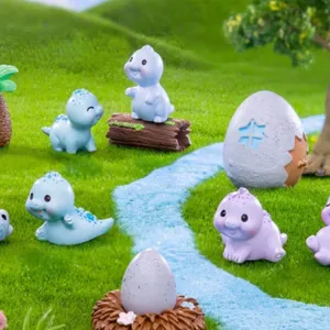 Cute mini dinosaur resin figurines for micro landscape DIY desktop decor and cute animal ornaments.