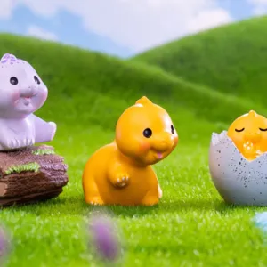 Cute resin dinosaur figurines set for micro landscape DIY desktop decoration and room decor