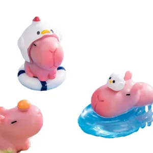 Miniaturas de capibara rosa decoraciones de escritorio juguetes de micropaisaje adornos