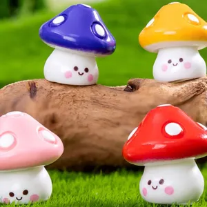 Cute resin mushroom figurines micro landscape garden decor desktop cute succulent plants