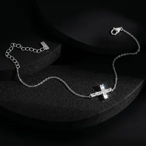 Luxus D Farbe VVS Laborgezüchteter Diamant Kreuz Armband 10K 14K 18K Echtgold Verstellbares Gliederkettenarmband Damen Schmuck