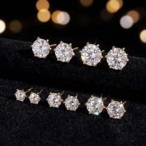 Verschiedene Größen von Lab-Diamant-Ohrsteckern mit 14K Goldfassung