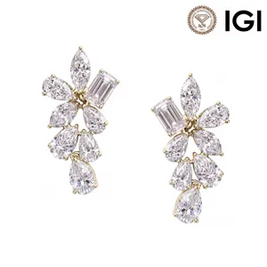 Elegant 925 sterling silver cluster earrings with D color VVS lab-grown diamonds for women