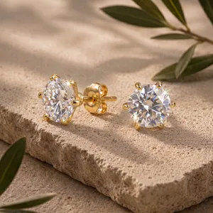 14 Karat Gold Im Labor Gezüchtete Diamant Ohrstecker D Farbe VVS Gezüchteter Diamant Minimalistische Geometrische Ohrringe Für Damen
