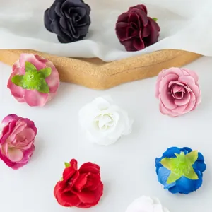 Artificial silk rose flower heads bulk for DIY wedding corsages and hair accessories.