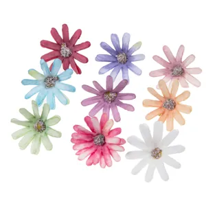 Colorful artificial silk daisy flower heads for DIY crafts, home decor and accessories.