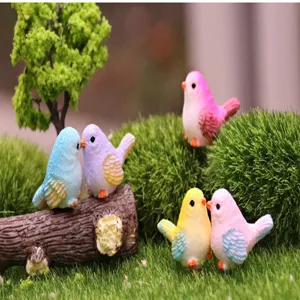 Miniatur bunte harz vogel figuren für sukkulenten blumentöpfe bonsai feen garten dekoration