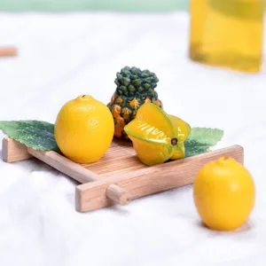 Miniature Artificial Fruit Resin Simulation Litchi Strawberry Peach Lemon Home Decor Bonsai Ornament Craft
