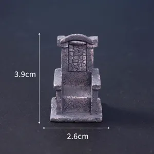 Miniature stone throne figurine for micro landscape, Halloween spooky dollhouse decor ornament.