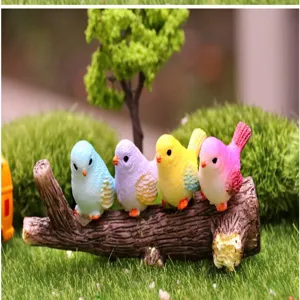 Mini Kunstharz bunte Vögel Miniatur Landschaft Dekoration für Sukkulenten Topf DIY Ornament