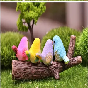 Miniatur Harz bunte Vögel Figur auf Ast Ornament für Sukkulenten Topf DIY Mikro Landschaft Dekoration.