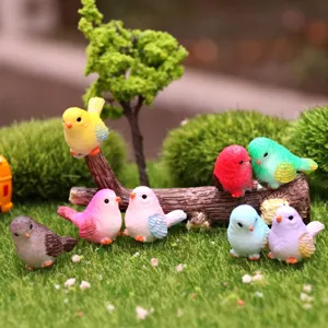 Mini Simulation Harz Vogel Figuren Bunte Kleine Tier Ornamente Für Sukkulenten Bonsai DIY Mikrolandschaft Garten Dekor