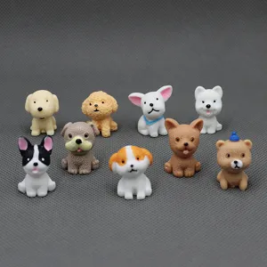 Mini cute puppy micro landscape figurine set cartoon dog model toy for DIY desktop decor