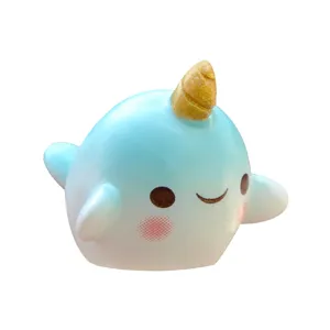 Cute cartoon blue narwhal resin figurine miniature blind box marine animal toy main view